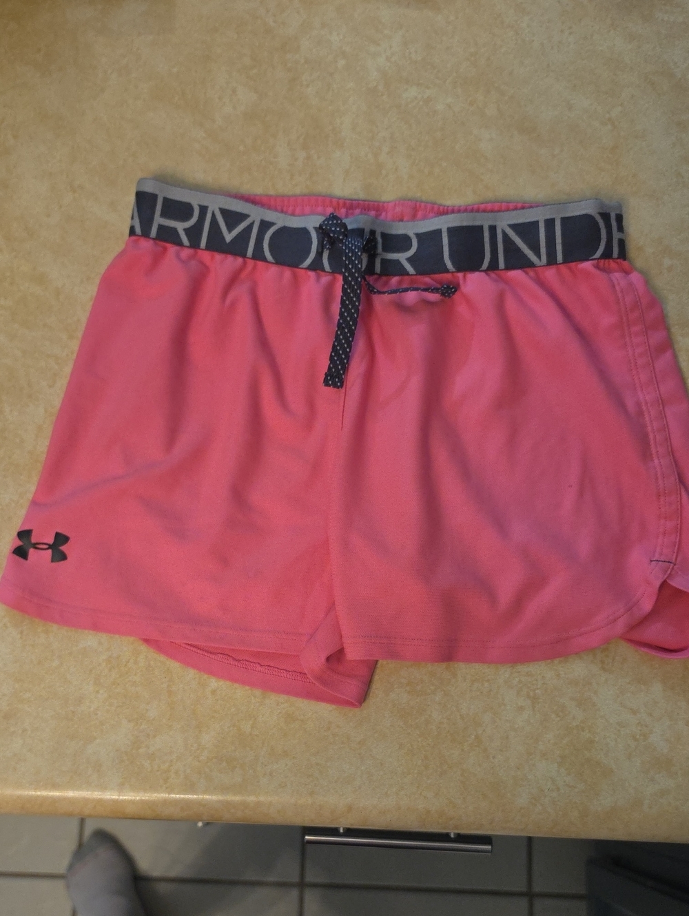 Under Armour Hot Pink Athletic Shorts with Gray Waistband